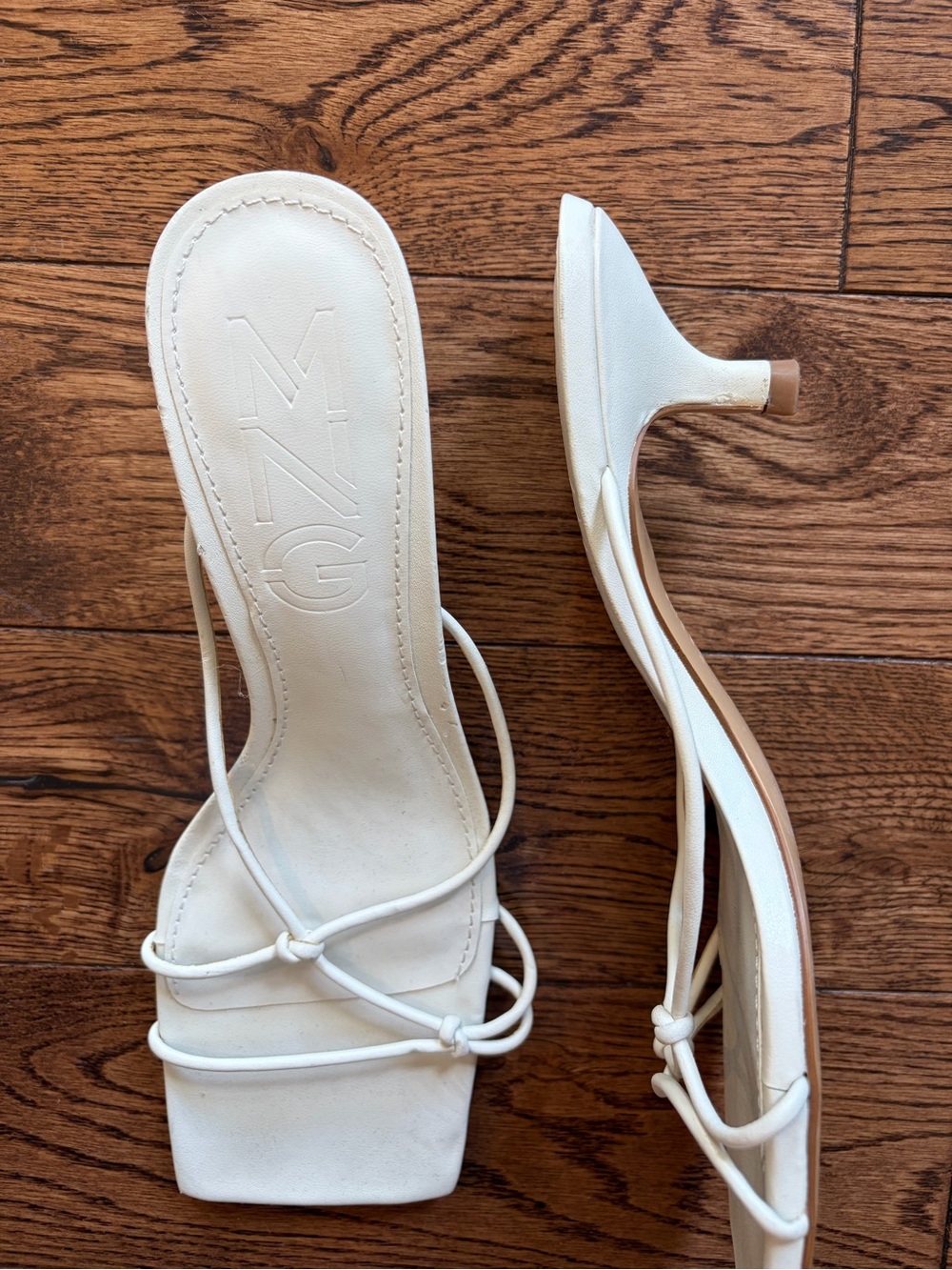 Mango White Strappy Kitten Heel Sandals - Picture 3 of 3